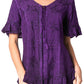 Sakkas Sayle Long Star Embroidered Blouse Shirt Top With Button Front And Ruffles