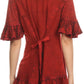 Sakkas Sayle Long Star Embroidered Blouse Shirt Top With Button Front And Ruffles