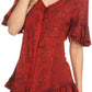 Sakkas Sayle Long Star Embroidered Blouse Shirt Top With Button Front And Ruffles