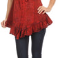Sakkas Sayle Long Star Embroidered Blouse Shirt Top With Button Front And Ruffles