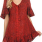 Sakkas Sayle Long Star Embroidered Blouse Shirt Top With Button Front And Ruffles