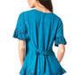 Sakkas Sayle Long Star Embroidered Blouse Shirt Top With Button Front And Ruffles