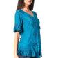 Sakkas Sayle Long Star Embroidered Blouse Shirt Top With Button Front And Ruffles