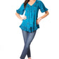Sakkas Sayle Long Star Embroidered Blouse Shirt Top With Button Front And Ruffles