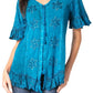 Sakkas Sayle Long Star Embroidered Blouse Shirt Top With Button Front And Ruffles