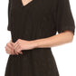 Sakkas Klaniya V Neck Button Down Embroidered Short Sleeve Light Blouse Shirt Top