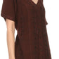 Sakkas Klaniya V Neck Button Down Embroidered Short Sleeve Light Blouse Shirt Top