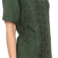 Sakkas Klaniya V Neck Button Down Embroidered Short Sleeve Light Blouse Shirt Top