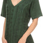 Sakkas Klaniya V Neck Button Down Embroidered Short Sleeve Light Blouse Shirt Top