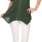 Sakkas Klaniya V Neck Button Down Embroidered Short Sleeve Light Blouse Shirt Top