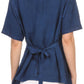 Sakkas Klaniya V Neck Button Down Embroidered Short Sleeve Light Blouse Shirt Top