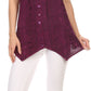 Sakkas Klaniya V Neck Button Down Embroidered Short Sleeve Light Blouse Shirt Top
