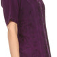 Sakkas Klaniya V Neck Button Down Embroidered Short Sleeve Light Blouse Shirt Top