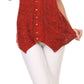 Sakkas Klaniya V Neck Button Down Embroidered Short Sleeve Light Blouse Shirt Top