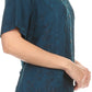 Sakkas Klaniya V Neck Button Down Embroidered Short Sleeve Light Blouse Shirt Top