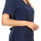 Sakkas Estella Womens Short Sleeve V neck Button Down Top Blouse with Embroidery