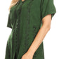 Sakkas Estella Womens Short Sleeve V neck Button Down Top Blouse with Embroidery