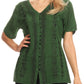Sakkas Estella Womens Short Sleeve V neck Button Down Top Blouse with Embroidery