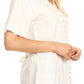 Sakkas Estella Womens Short Sleeve V neck Button Down Top Blouse with Embroidery