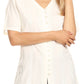 Sakkas Estella Womens Short Sleeve V neck Button Down Top Blouse with Embroidery