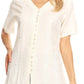 Sakkas Estella Womens Short Sleeve V neck Button Down Top Blouse with Embroidery