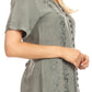Sakkas Estella Womens Short Sleeve V neck Button Down Top Blouse with Embroidery