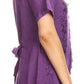 Sakkas Estella Womens Short Sleeve V neck Button Down Top Blouse with Embroidery