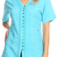 Sakkas Estella Womens Short Sleeve V neck Button Down Top Blouse with Embroidery