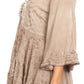 Sakkas Valeria Womens V neck  Bohemian Ethnic Casual Flare Blouse Top Embroidered