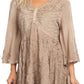 Sakkas Valeria Womens V neck  Bohemian Ethnic Casual Flare Blouse Top Embroidered