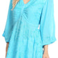 Sakkas Valeria Womens V neck  Bohemian Ethnic Casual Flare Blouse Top Embroidered