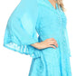 Sakkas Valeria Womens V neck  Bohemian Ethnic Casual Flare Blouse Top Embroidered