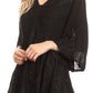 Sakkas Valeria Womens V neck  Bohemian Ethnic Casual Flare Blouse Top Embroidered