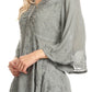 Sakkas Valeria Womens V neck  Bohemian Ethnic Casual Flare Blouse Top Embroidered