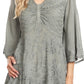 Sakkas Valeria Womens V neck  Bohemian Ethnic Casual Flare Blouse Top Embroidered