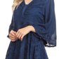 Sakkas Valeria Womens V neck  Bohemian Ethnic Casual Flare Blouse Top Embroidered