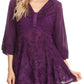 Sakkas Valeria Womens V neck  Bohemian Ethnic Casual Flare Blouse Top Embroidered