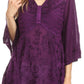 Sakkas Valeria Womens V neck  Bohemian Ethnic Casual Flare Blouse Top Embroidered