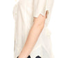 Sakkas Emma Womens Stonewashed V neck Short Sleeve Blouse Top Crochet Button Down