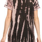 Sakkas Spala Long Tie Dye Embroidered Cap Sleeve Drop V Neck Blouse Shirt Top