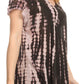Sakkas Spala Long Tie Dye Embroidered Cap Sleeve Drop V Neck Blouse Shirt Top
