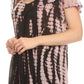 Sakkas Spala Long Tie Dye Embroidered Cap Sleeve Drop V Neck Blouse Shirt Top