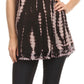 Sakkas Spala Long Tie Dye Embroidered Cap Sleeve Drop V Neck Blouse Shirt Top