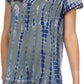 Sakkas Spala Long Tie Dye Embroidered Cap Sleeve Drop V Neck Blouse Shirt Top