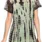 Sakkas Spala Long Tie Dye Embroidered Cap Sleeve Drop V Neck Blouse Shirt Top