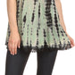 Sakkas Spala Long Tie Dye Embroidered Cap Sleeve Drop V Neck Blouse Shirt Top