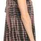 Sakkas Spala Long Tie Dye Embroidered Cap Sleeve Drop V Neck Blouse Shirt Top