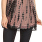 Sakkas Spala Long Tie Dye Embroidered Cap Sleeve Drop V Neck Blouse Shirt Top