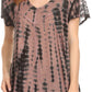 Sakkas Spala Long Tie Dye Embroidered Cap Sleeve Drop V Neck Blouse Shirt Top
