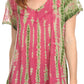 Sakkas Spala Long Tie Dye Embroidered Cap Sleeve Drop V Neck Blouse Shirt Top